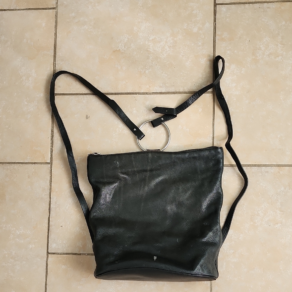 Thacker New York Black Leather Backpack - Picture 3 of 12
